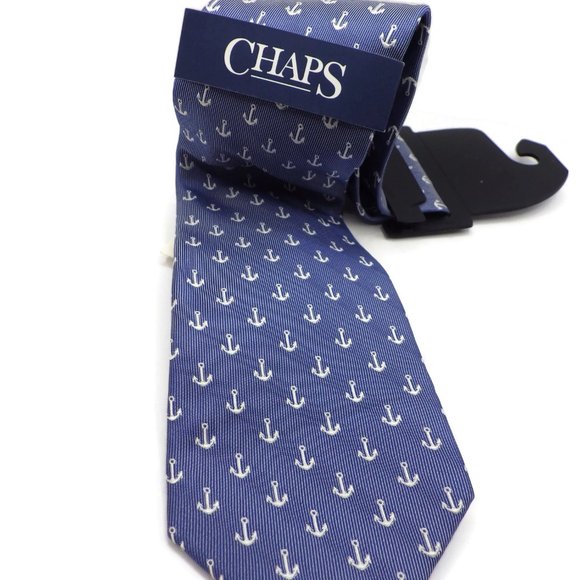 Ralph Lauren/ CHAPS/ Necktie/ Blue with Anchors - Picture 2 of 4